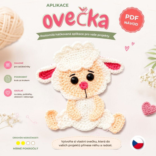 PDF návod - Háčkovaná aplikace Ovečka
