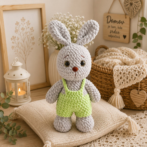 Jarní zajíček – ručně háčkovaná dekorace 30cm