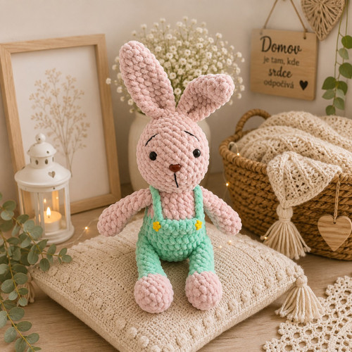 Jarní zajíček – ručně háčkovaná dekorace 30cm