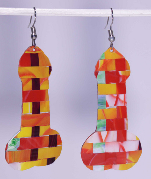 Visací náušnice - Oranžová - Penis