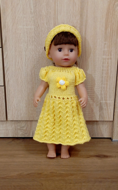 Pletené šaty s čelenkou pro baby born 43 cm