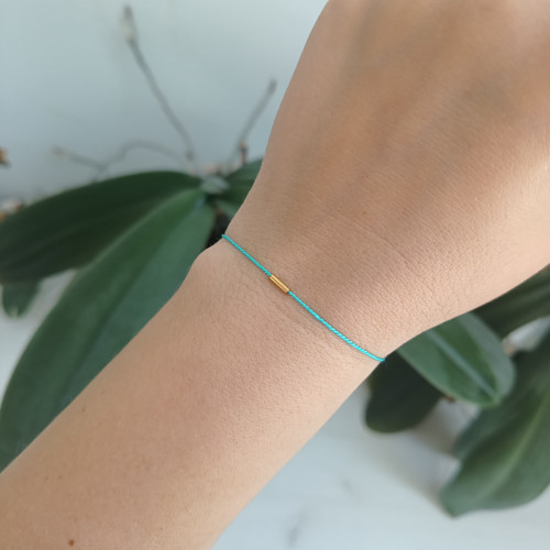 Náramek BASIC SILK (-) Luxury 24K Gold ed. - aqua