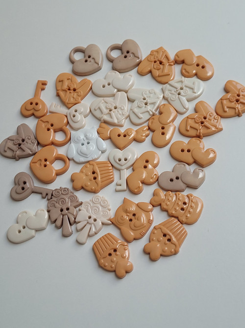 Knoflík srdce mix