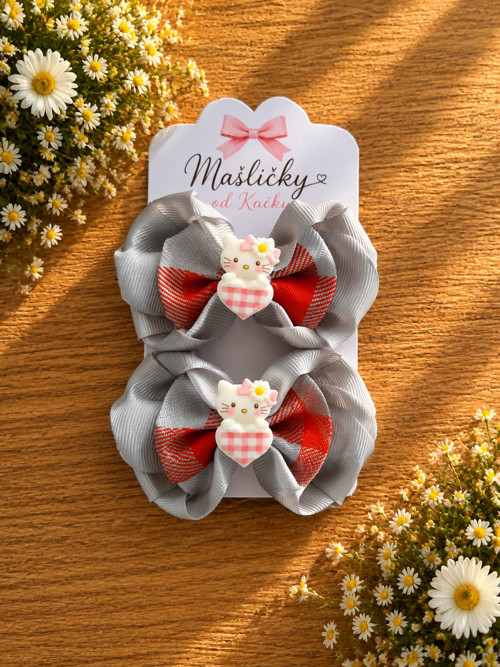 Šedé mašličky s Hello Kitty 2ks — foto 1