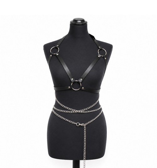 Kožený harness s řetězy „Astra Chain“