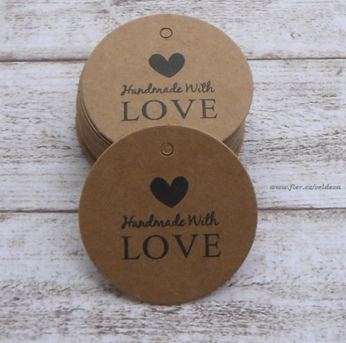 Kolečka handmade srdce 5 ks béžová