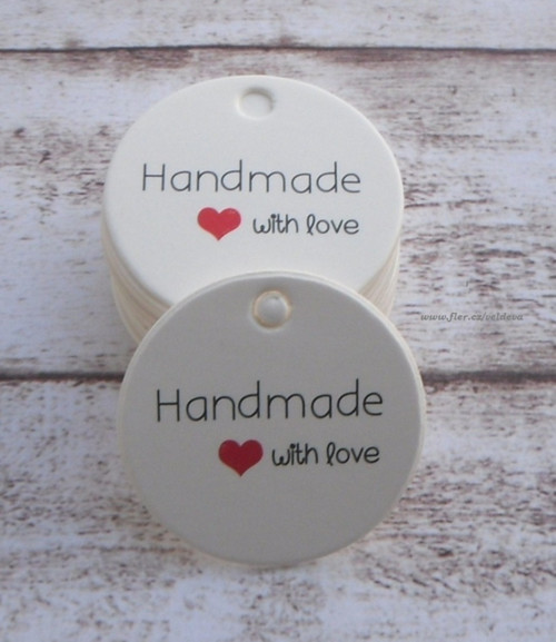 Kolečka handmade srdce 5ks bílá
