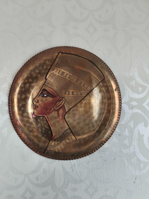 Retro egyptský mosazný talíř