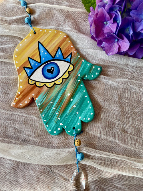 Hamsa pro ochranu domova - křišťálový závěs