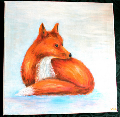Malá liška - obraz - plátno 40x40cm - akryl