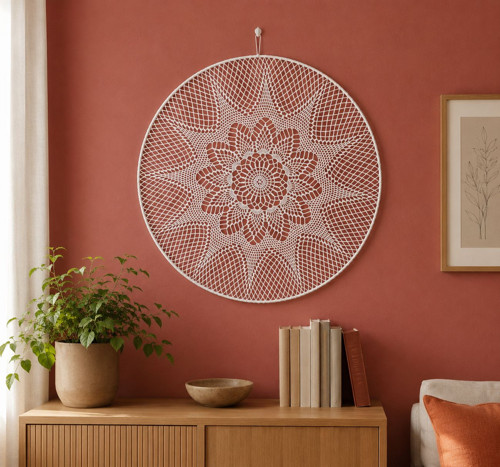 Závěsná dekorace č.6 bílá průměr 45 cm