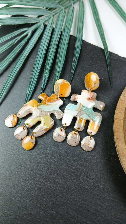 Boho nausnice imitace minerálu — foto 1