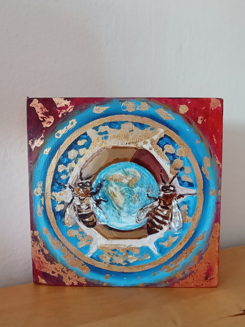 Strážci Země (olej na 3D plátně 20x20cm)