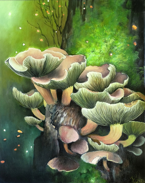 Třepenitky, olej na plátně 50x40 cm, svítí ve tmě