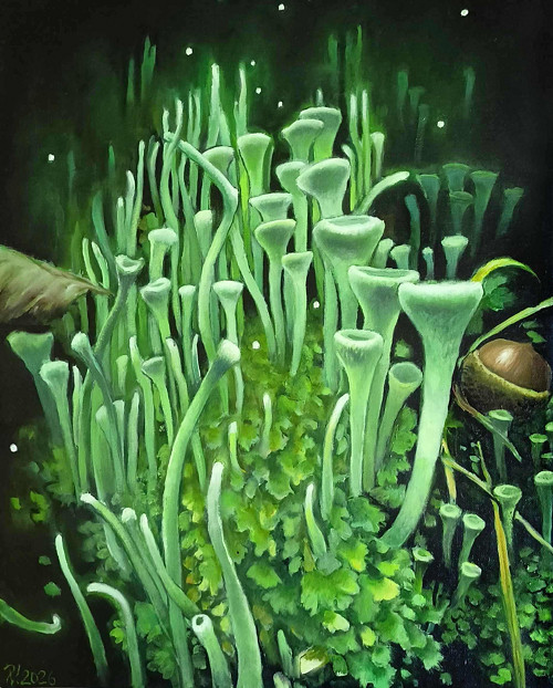 Dutohlávky, olej na plátně 50 x40 cm, svítí ve tmě