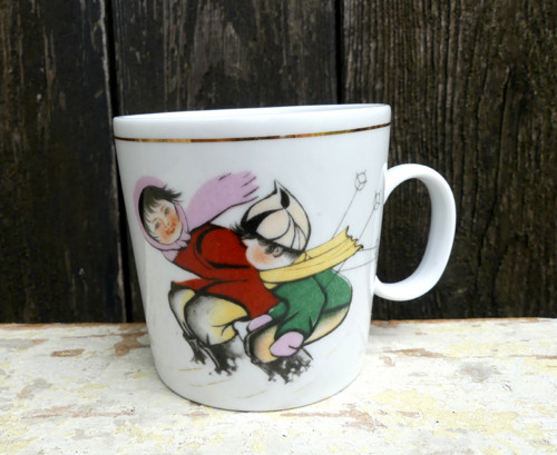 Lyžaři...dětský porcelánový hrníček