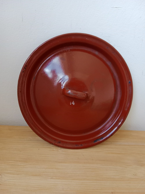 Smaltovaná poklička hnědá vel 14 cm