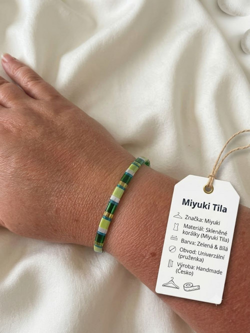 Lesní tůň: Náramek Miyuki Tila v zelené