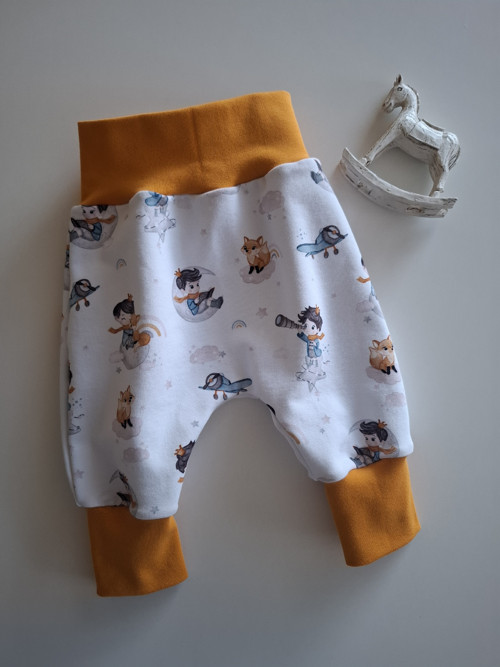 Dětské tepláčky baggy, vel. 68 Malý princ a liška