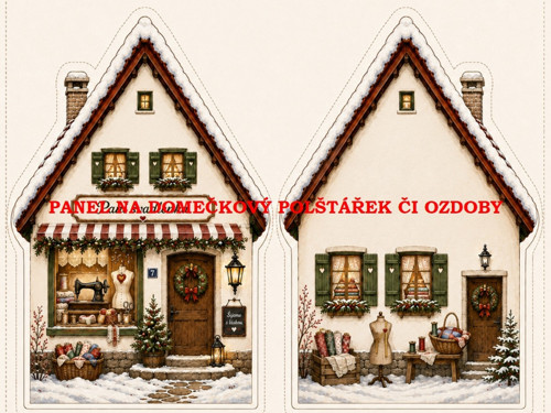 Panel na VÁNOČNÍ DOMEČKOVÝ POLŠTÁŘEK 7x10 cm