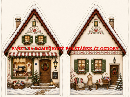 Panel na VÁNOČNÍ DOMEČKOVÝ POLŠTÁŘEK 7x10 cm