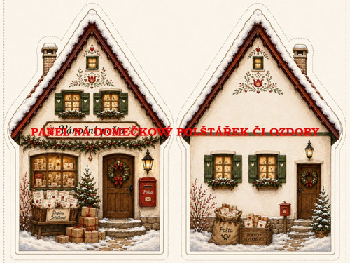 Panel na VÁNOČNÍ DOMEČKOVÝ POLŠTÁŘEK 7x10 cm
