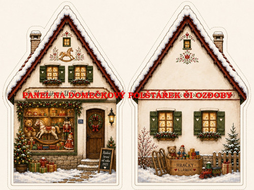 Panel na VÁNOČNÍ DOMEČKOVÝ POLŠTÁŘEK 7x10 cm
