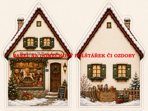 Panel na VÁNOČNÍ DOMEČKOVÝ POLŠTÁŘEK 7x10 cm