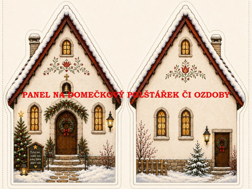 Panel na VÁNOČNÍ DOMEČKOVÝ POLŠTÁŘEK 7x10 cm