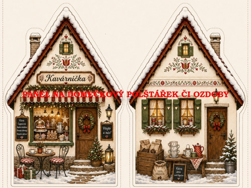 Panel na VÁNOČNÍ DOMEČKOVÝ POLŠTÁŘEK 7x10 cm