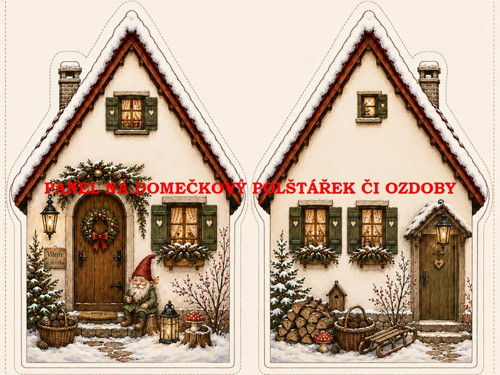 Panel na VÁNOČNÍ DOMEČKOVÝ POLŠTÁŘEK 7x10 cm