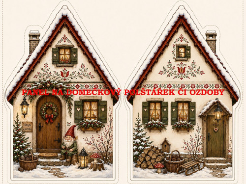 Panel na VÁNOČNÍ DOMEČKOVÝ POLŠTÁŘEK 7x10 cm