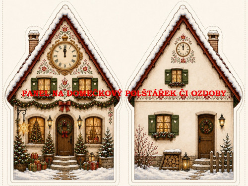 Panel na VÁNOČNÍ DOMEČKOVÝ POLŠTÁŘEK 7x10 cm