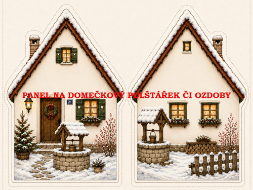 Panel na VÁNOČNÍ DOMEČKOVÝ POLŠTÁŘEK 7x10 cm