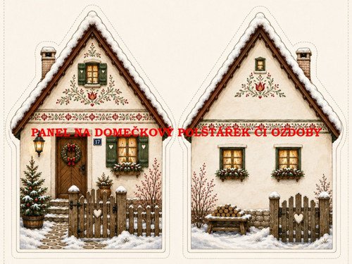 Panel na VÁNOČNÍ DOMEČKOVÝ POLŠTÁŘEK 7x10 cm
