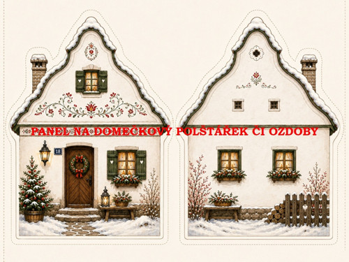 Panel na VÁNOČNÍ DOMEČKOVÝ POLŠTÁŘEK 7x10 cm