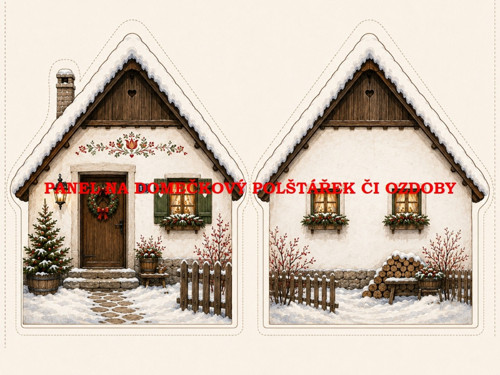 Panel na VÁNOČNÍ DOMEČKOVÝ POLŠTÁŘEK 7x10 cm