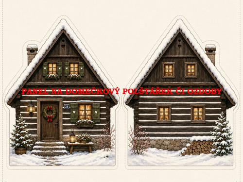 Panel na VÁNOČNÍ DOMEČKOVÝ POLŠTÁŘEK 7x10 cm