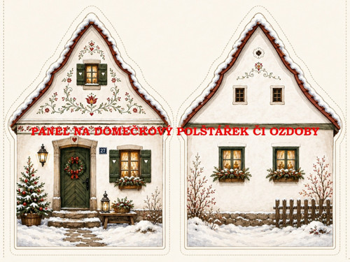 Panel na VÁNOČNÍ DOMEČKOVÝ POLŠTÁŘEK 7x10 cm