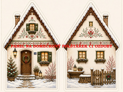 Panel na VÁNOČNÍ DOMEČKOVÝ POLŠTÁŘEK 7x10 cm