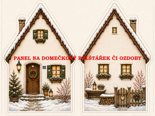 Panel na VÁNOČNÍ DOMEČKOVÝ POLŠTÁŘEK 7x10 cm