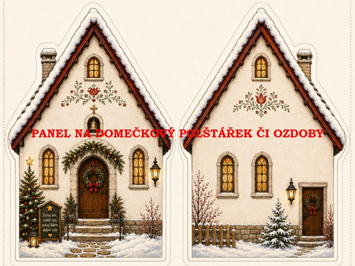 Panel na VÁNOČNÍ DOMEČKOVÝ POLŠTÁŘEK 7x10 cm