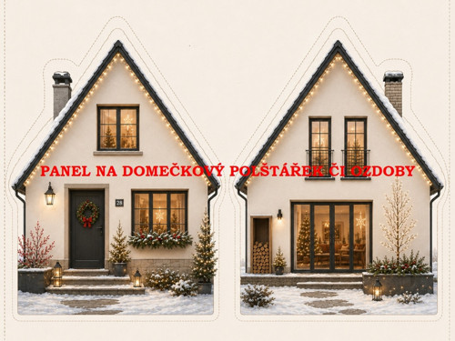 Panel na VÁNOČNÍ DOMEČKOVÝ POLŠTÁŘEK 7x10 cm