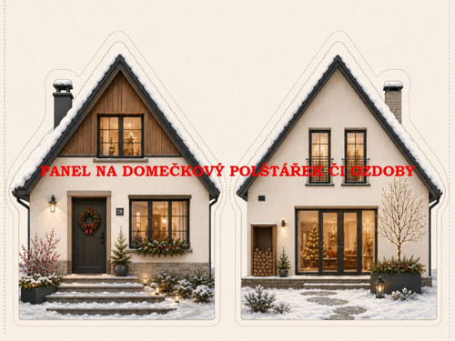 Panel na VÁNOČNÍ DOMEČKOVÝ POLŠTÁŘEK 7x10 cm