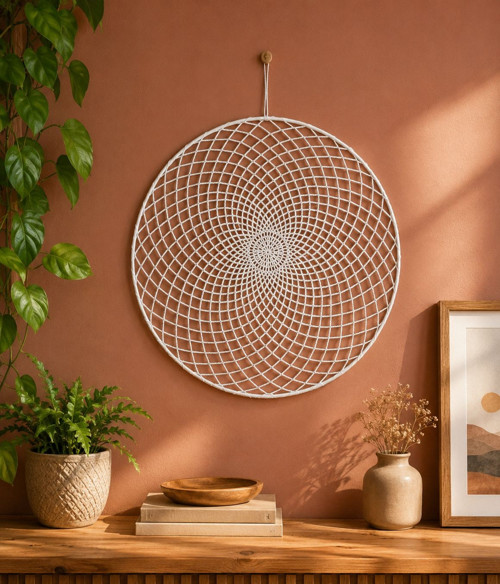 Závěsná dekorace č.49 bílá hustá průměr 25 cm