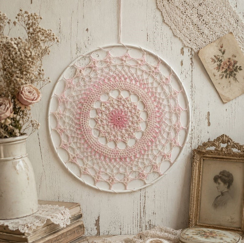 Závěsná dekorace č.59 růžová průměr 25 cm