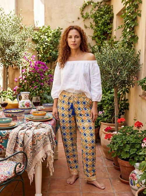 Kalhoty boho vyšívané — foto 1