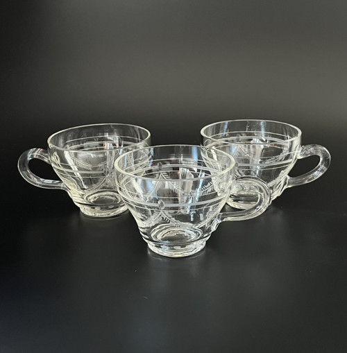 3x starožitný secesní skleněný moka šálek 70ml