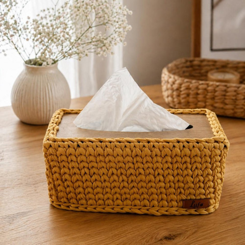 Ručně háčkovaný box na papírové kapesníky