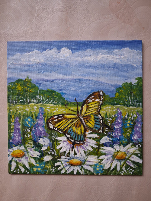 Motýlí louka, 15x15 cm